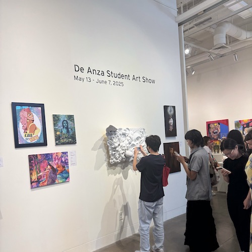 students viewing art