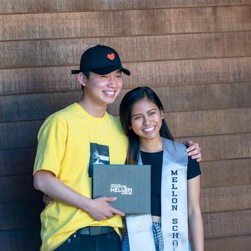 tall male student with shorter female student